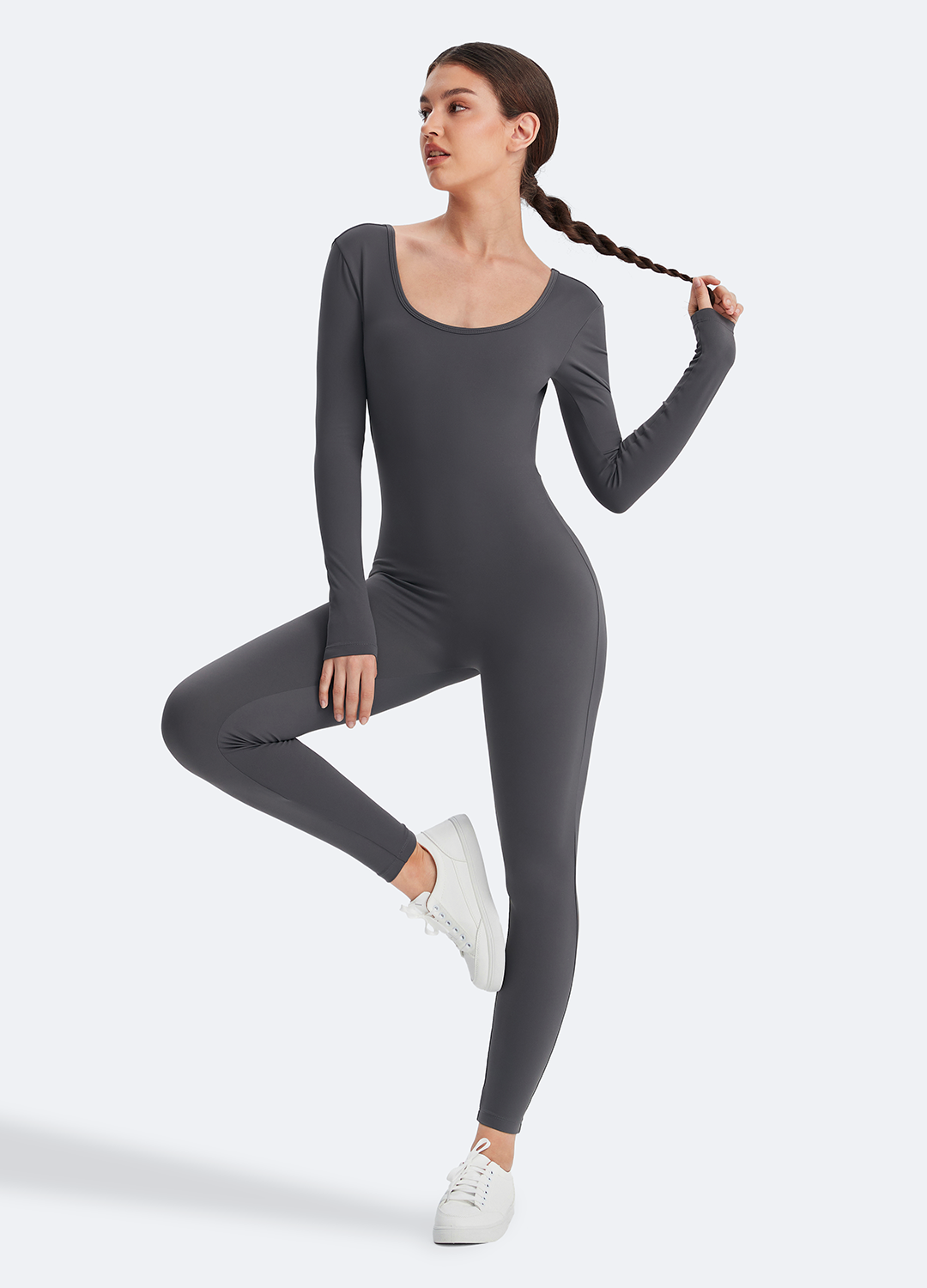 ÉLAN – Short Sleeve Shaping Catsuit - LivingCurves Bodysuit Slate Gray / XS