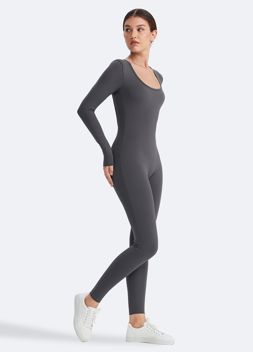 ÉLAN – Short Sleeve Shaping Catsuit - LivingCurves Bodysuit Slate Gray / XS