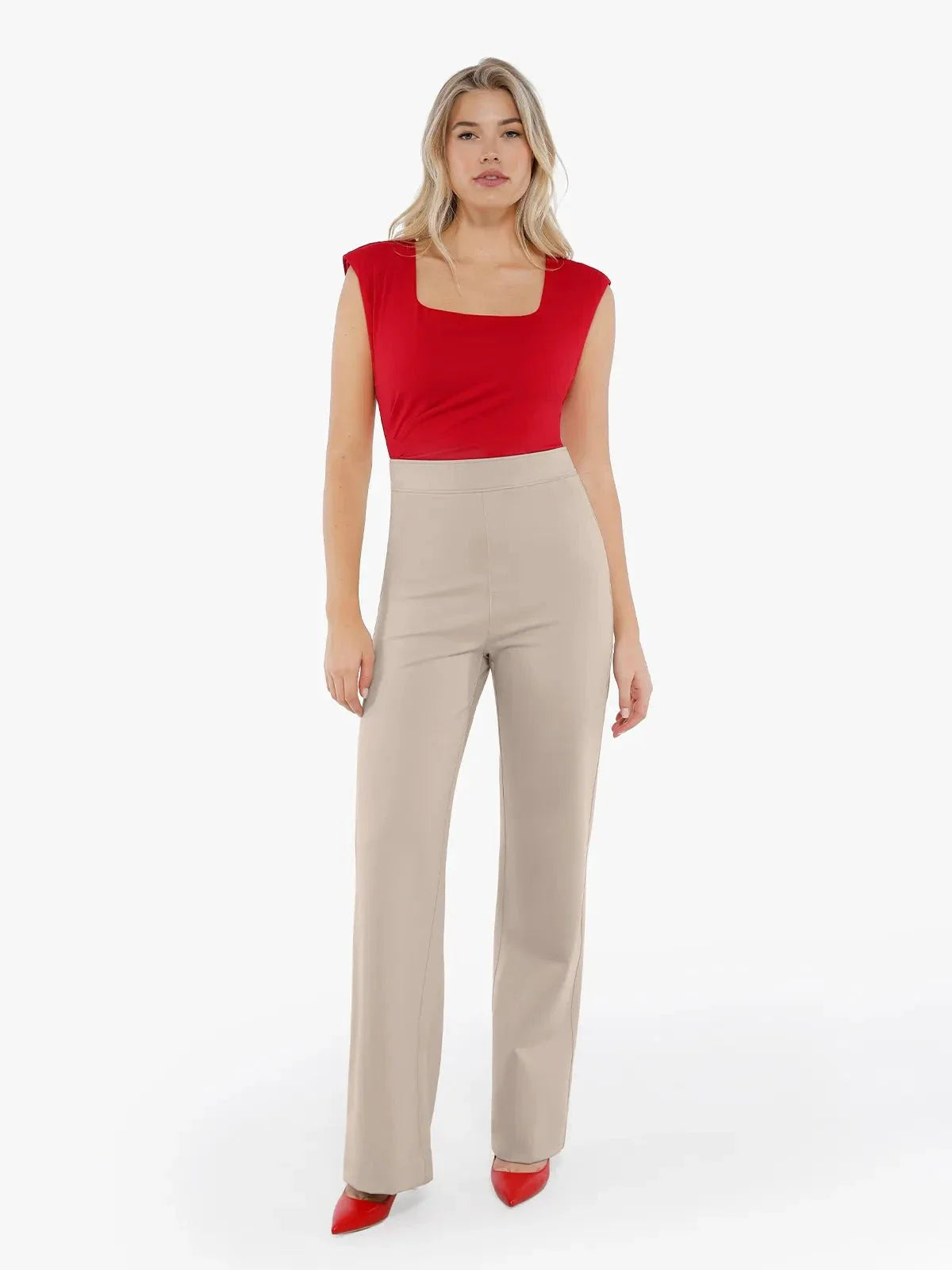 SELENE – Shaping Ponte Wide-Leg Pants - LivingCurves Business Casual Pants Zwart / XS