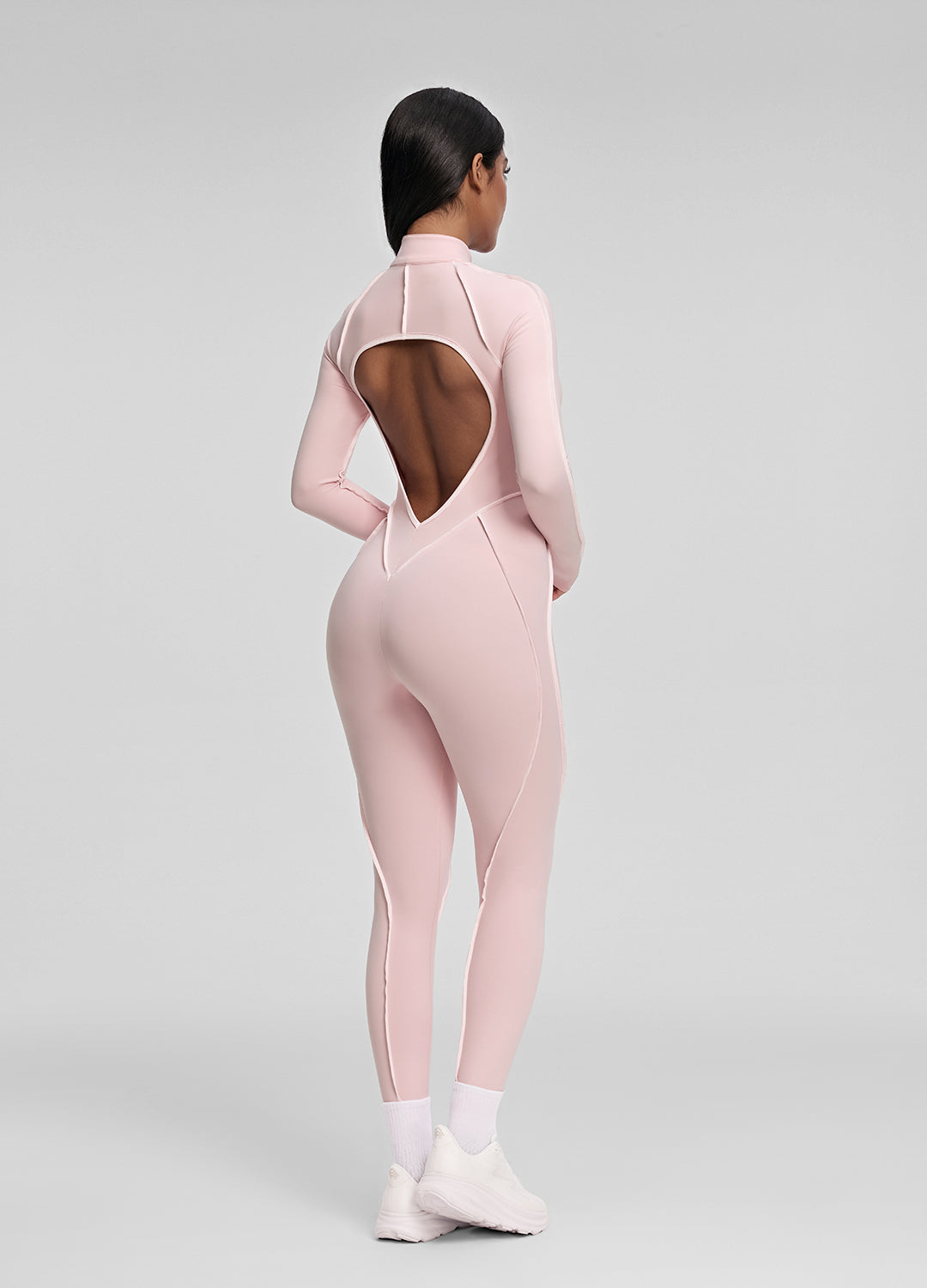SYRA – Contour Stitch Catsuit - LivingCurves Bodysuit Ballet Pink/White / XS
