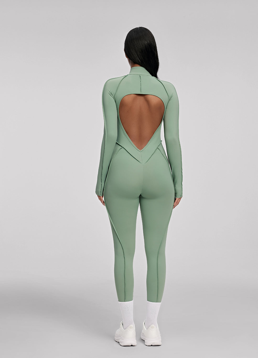 AMÉL – Open Back Jumpsuit - LivingCurves Bodysuit Sage Green / XS