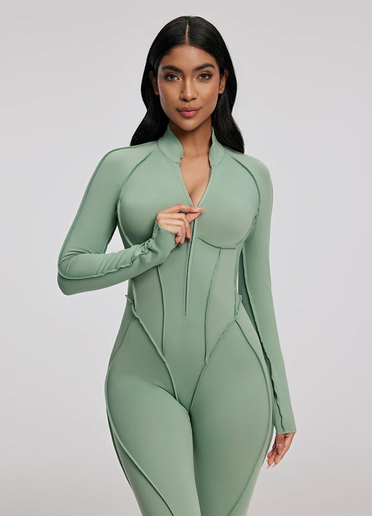 AMÉL – Open Back Jumpsuit - LivingCurves Bodysuit Sage Green / XS