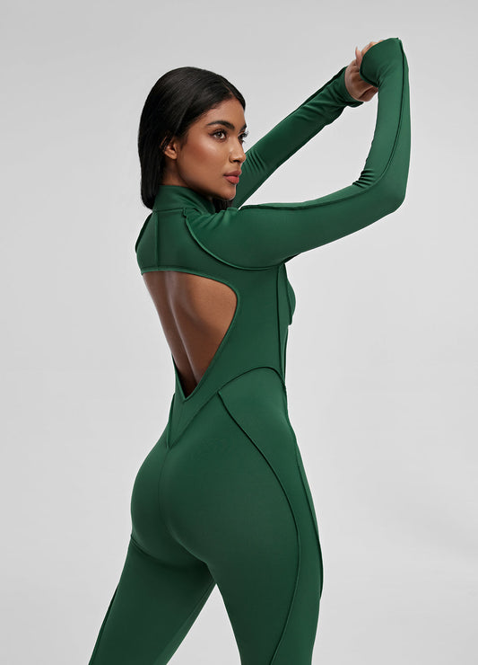 NOIR – Full-Length Shaping Catsuit - LivingCurves Bodysuit Deep Emerald / XS