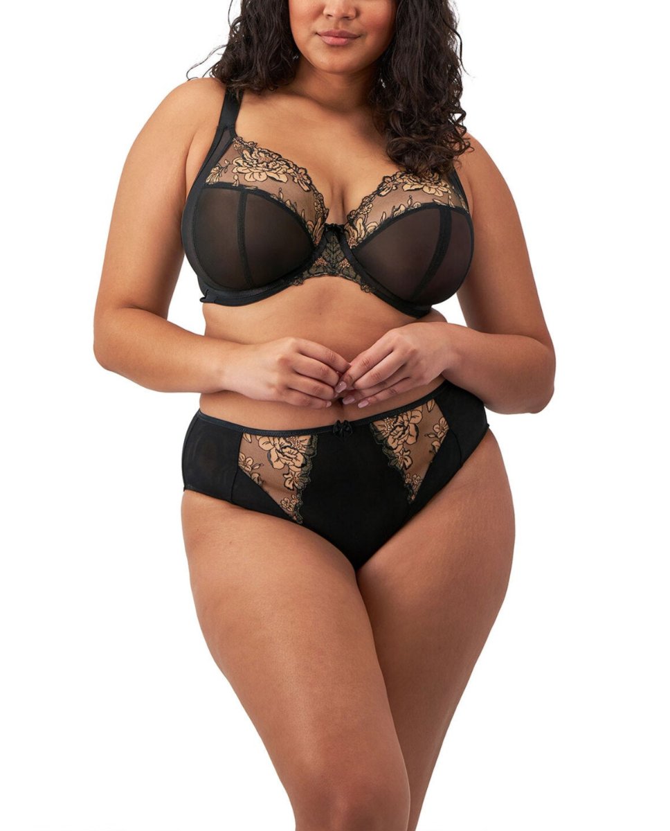 Elomi Teagan Black Almond High Leg Brief Panty 302653