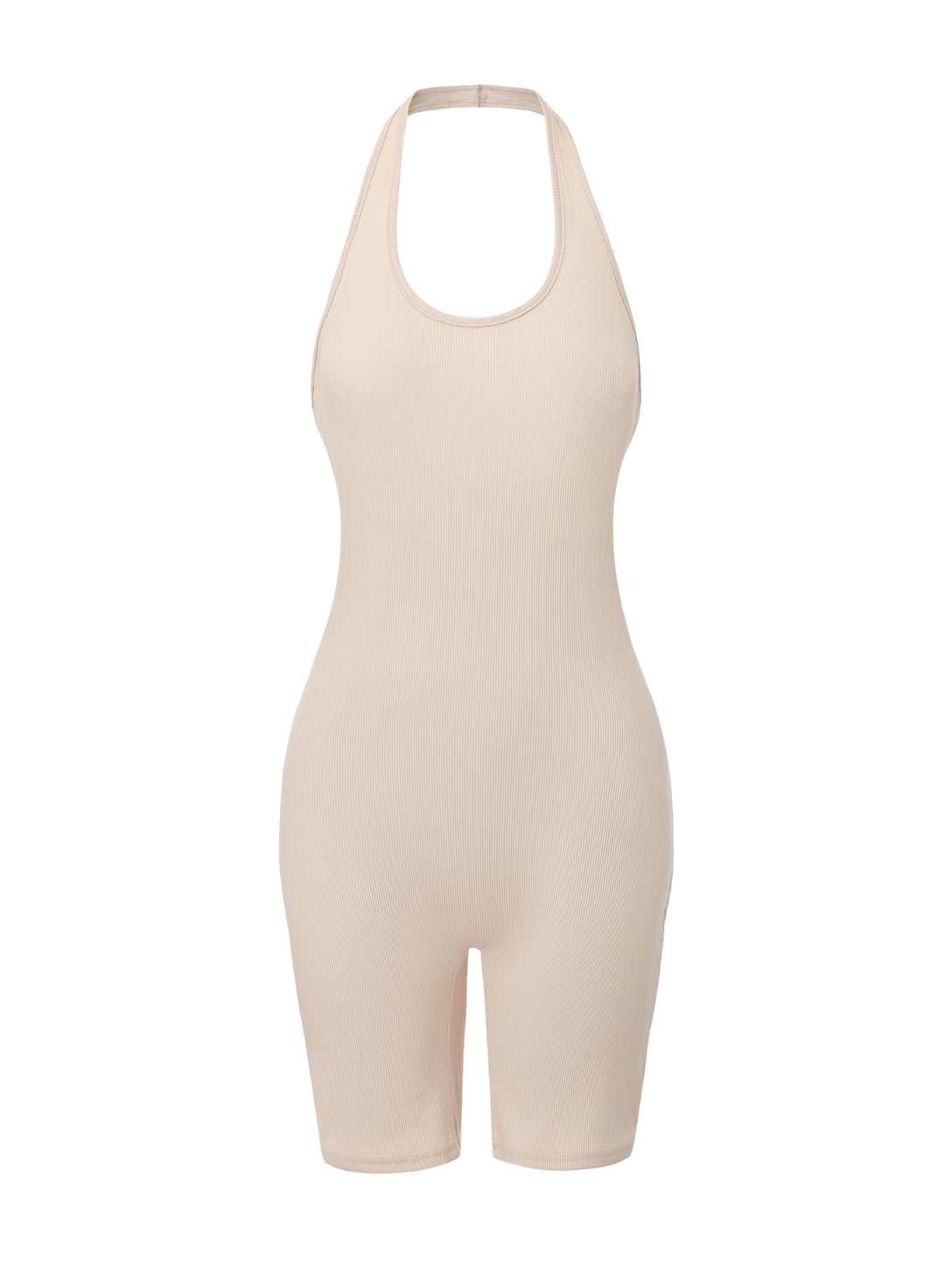 ISOLDE – Geribbelde Halternek Bodysuit - LivingCurves Beige / S
