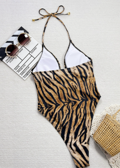 Tiger Monokini V-Cut Print dames