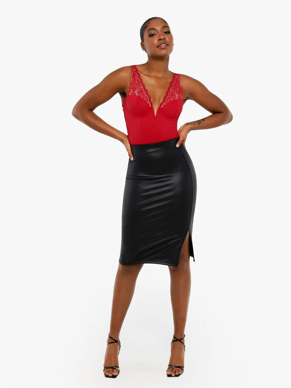 ALYA – Lace Hourglass Bodysuit - LivingCurves Sexy Tops Body Shaper Wit / XS