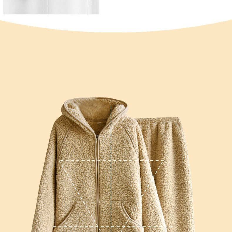 Couple Lamb Fleece Hooded Home Fur Autumn And Winter