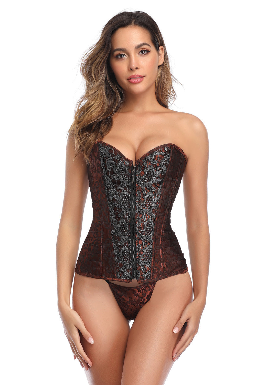 JACQUELINE – Leather Jacquard Corset