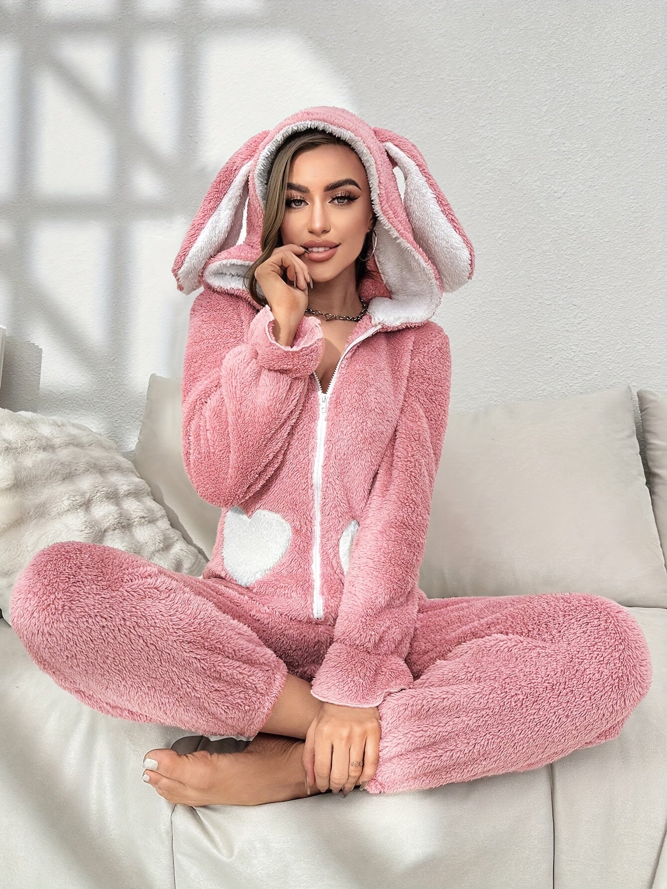 Maud - Schattige Bunny Onesie met Capuchon en Lange Mouwen
