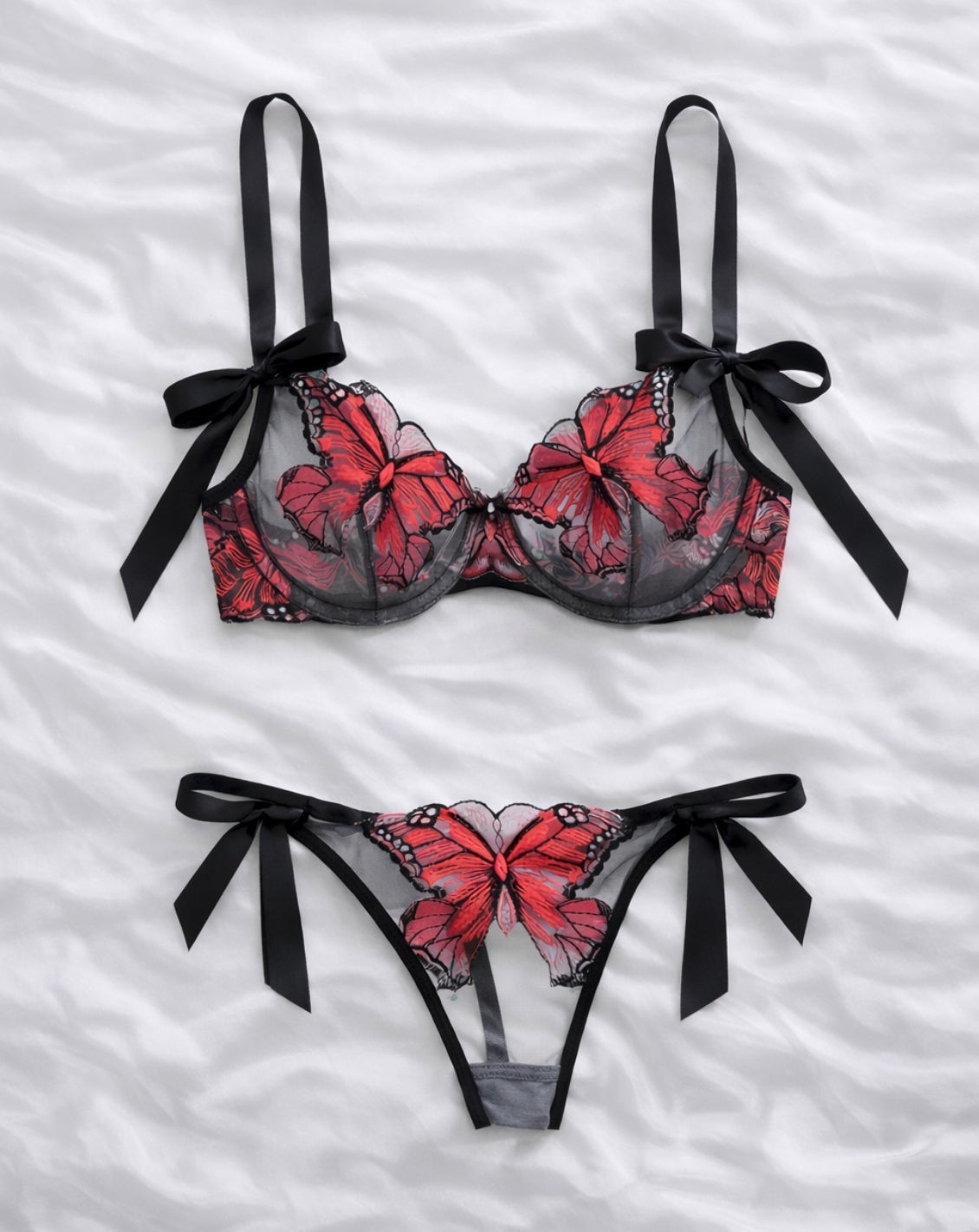 LIVC Lingerie set – Fijn vlinderborduurwerk met zachte uitstraling voor Dames