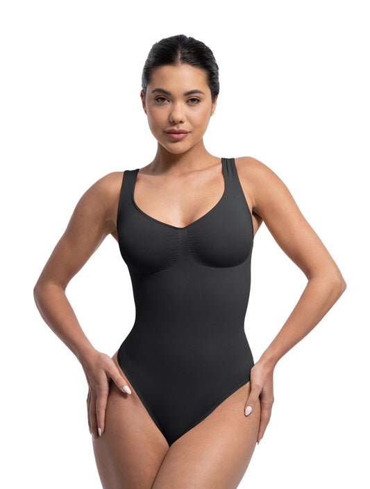 NOA – Naadloze Sculpt Bodysuit String - LivingCurves Zwart / S