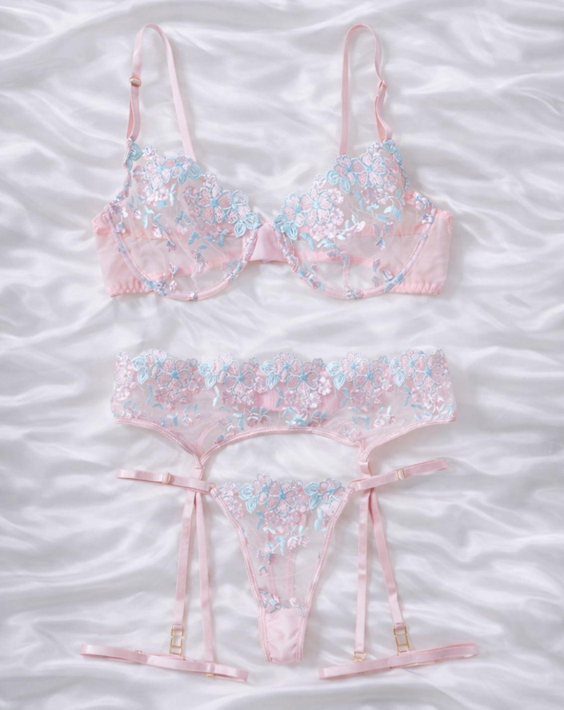 LIVC Lingerie set – Blauw met roze accenten en zachte uitstraling voor Dames