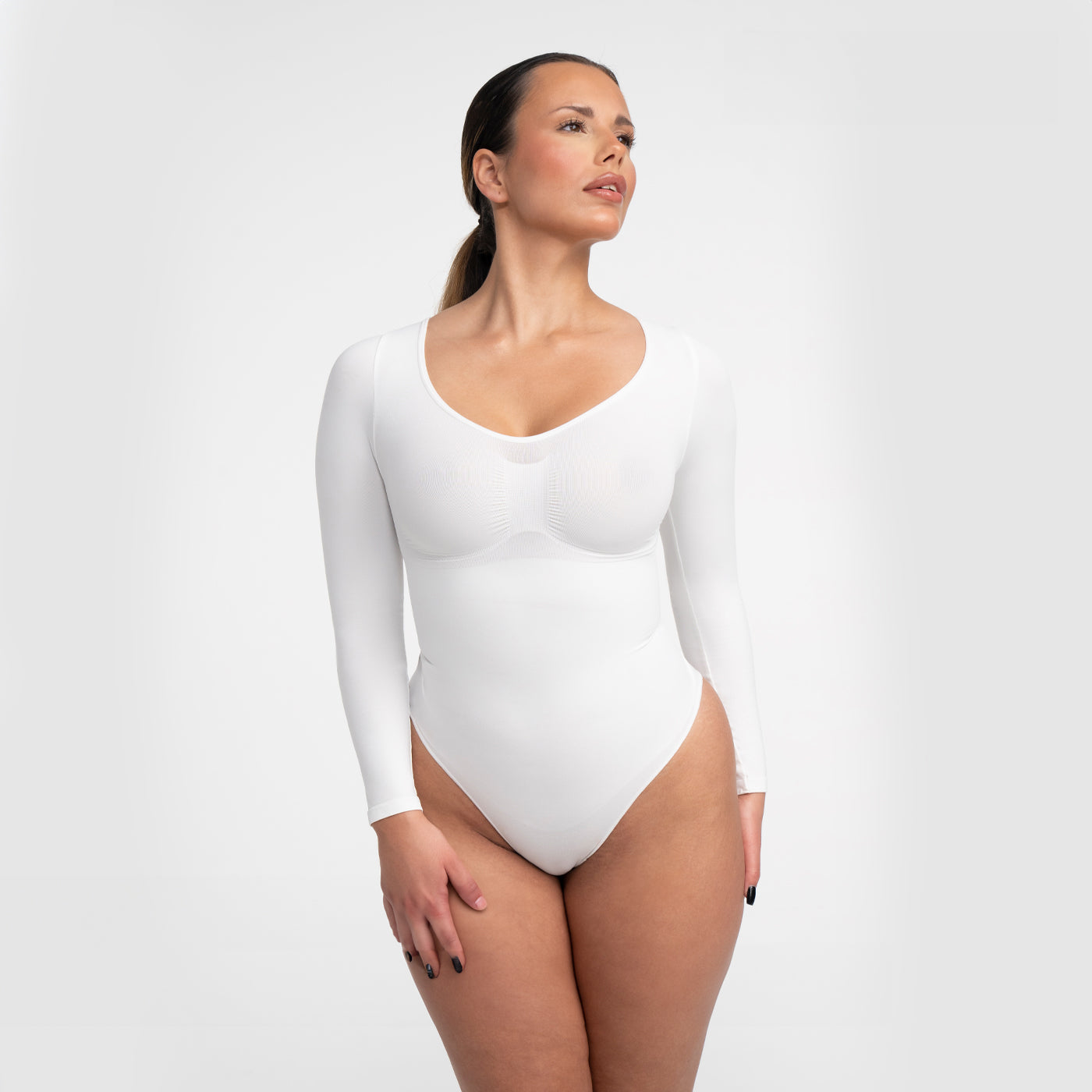 ARYA – Longsleeve Sculpt Bodysuit (Stringmodel) - LivingCurves Bodysuit Zwart / XS