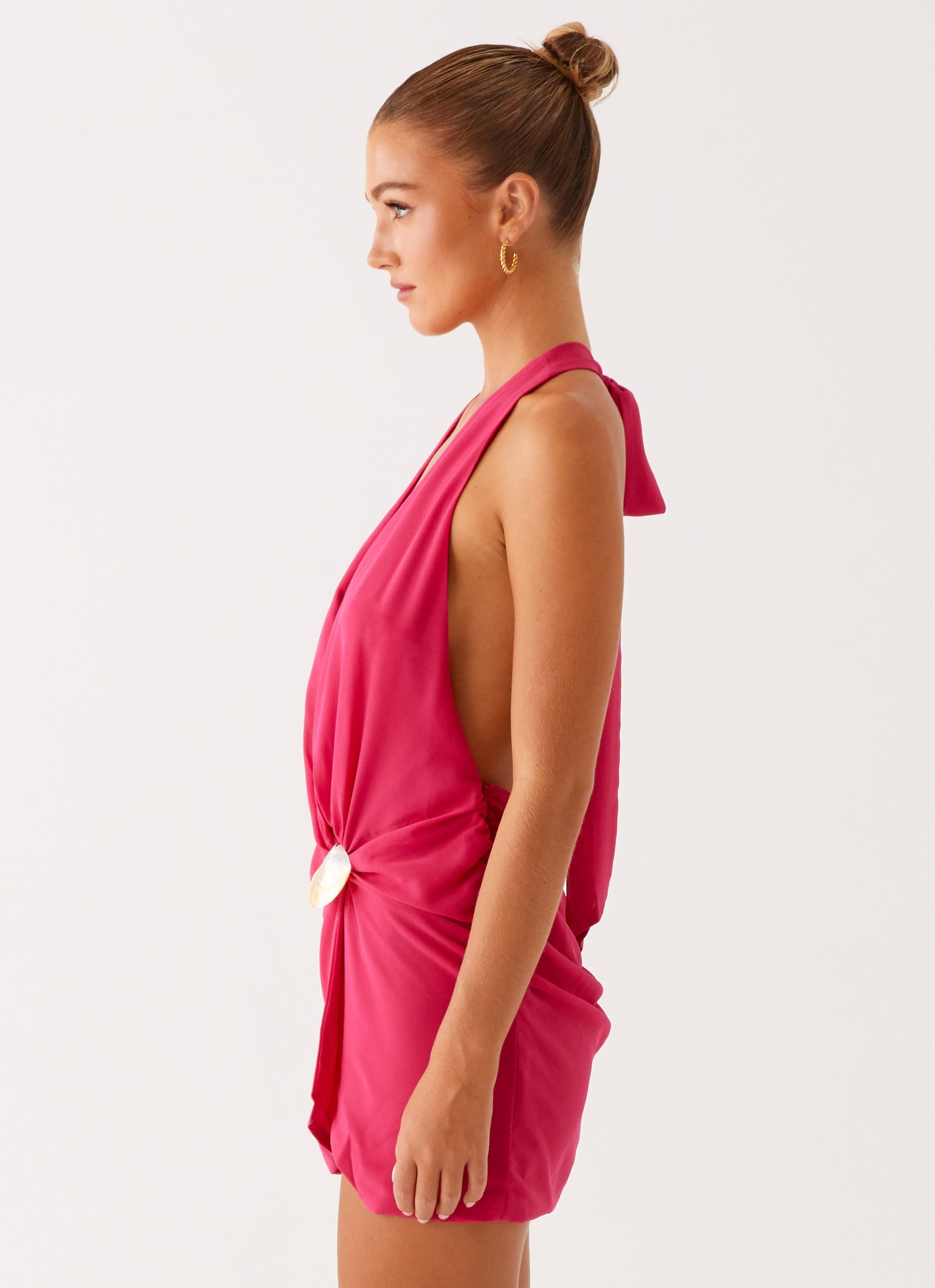 Mini Jurk Dames Halter – Korte Zomerjurk met Sjaaldetail
