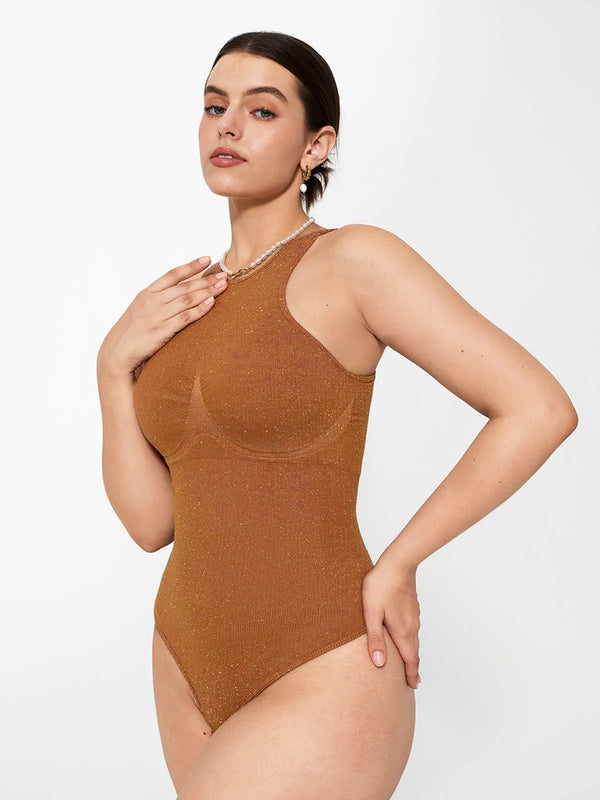 Shapewear Metallic Seamless Tummy-Control Skin-Friendly Bodysuit - LivingCurves Orange Yellow / XS