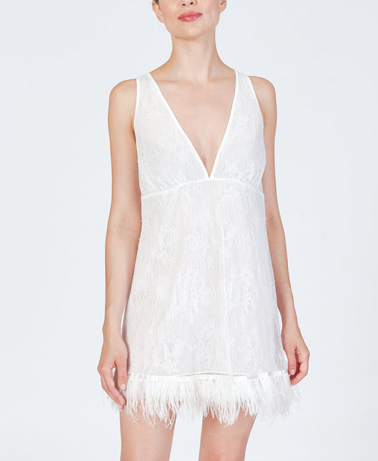 Rya Sleepwear Jasmine Ivory Feather Lace Chemise Gown 584