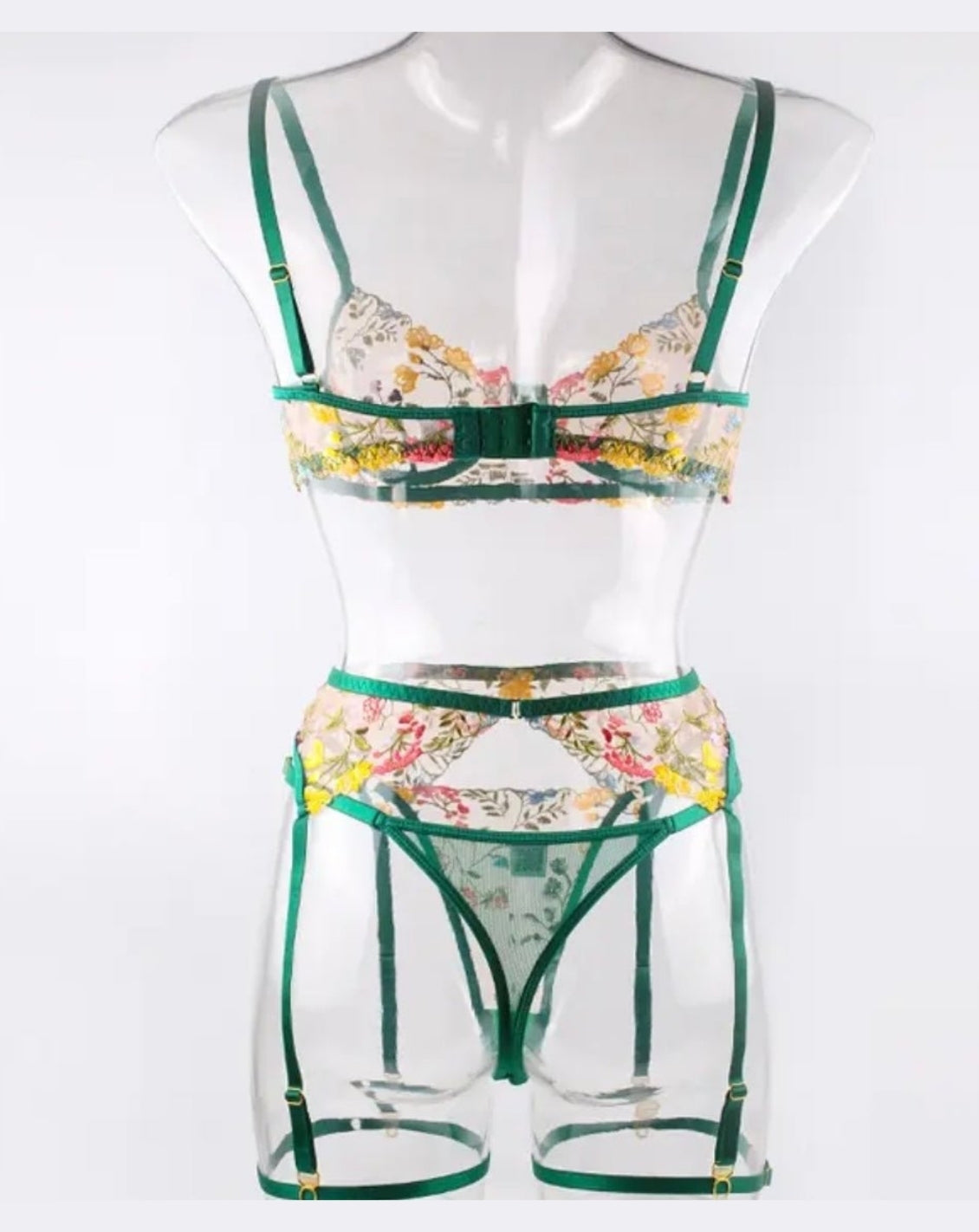LIVC Lingerie set – Groen floral design met elegante details voor Dames