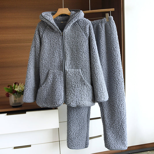 Couple Lamb Fleece Hooded Home Fur Autumn And Winter