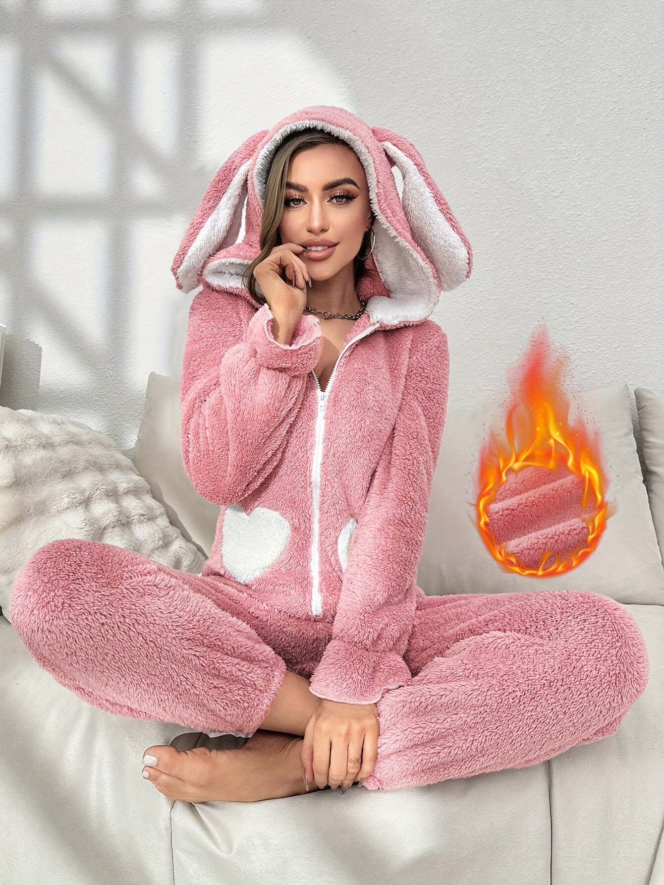 Maud - Schattige Bunny Onesie met Capuchon en Lange Mouwen
