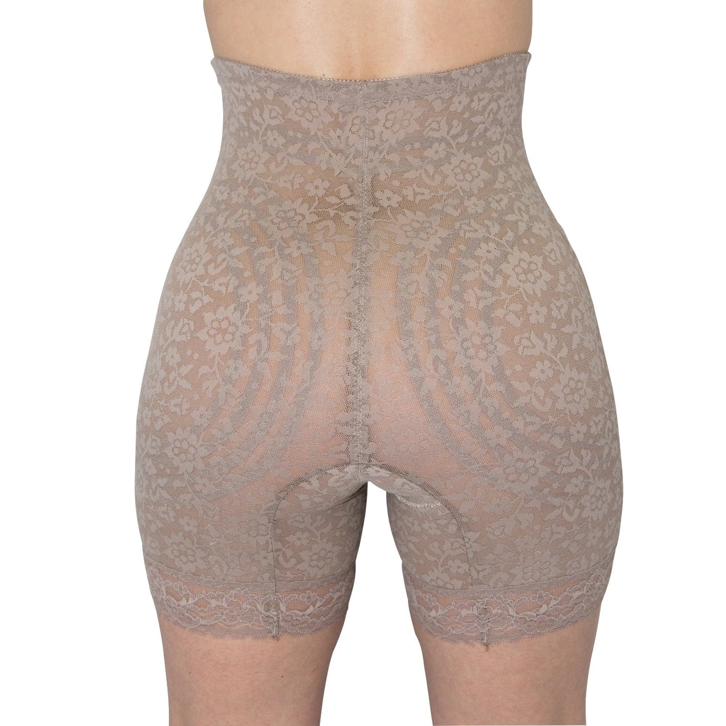 Style 6207 | No Roll High Waist Lace Thigh Slimmer with Extra Firm Support - LivingCurves High Waist Leg Shaper Mokka / S/26