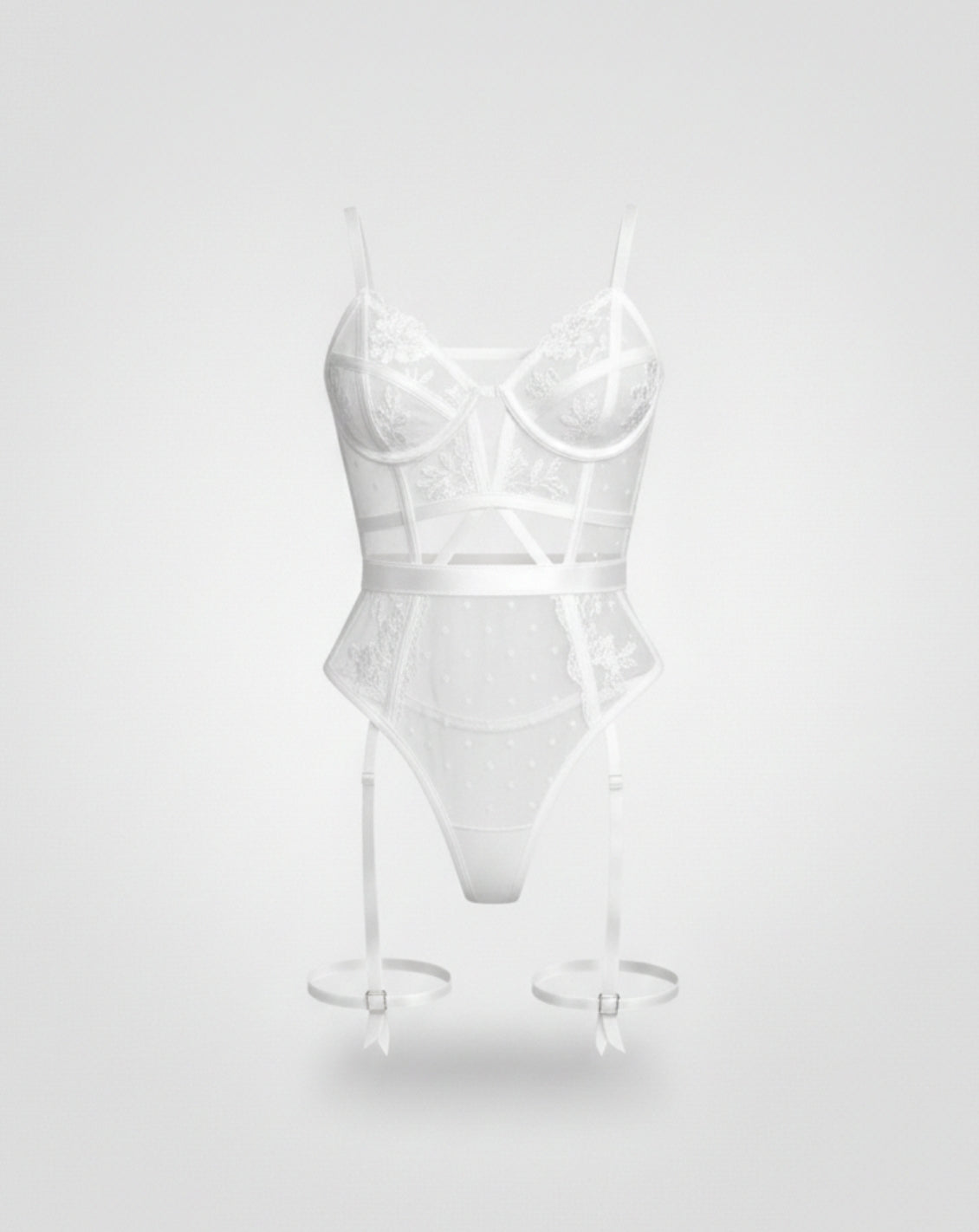VELARIA NOIR — Ivory Lace Body met Dijbandjes