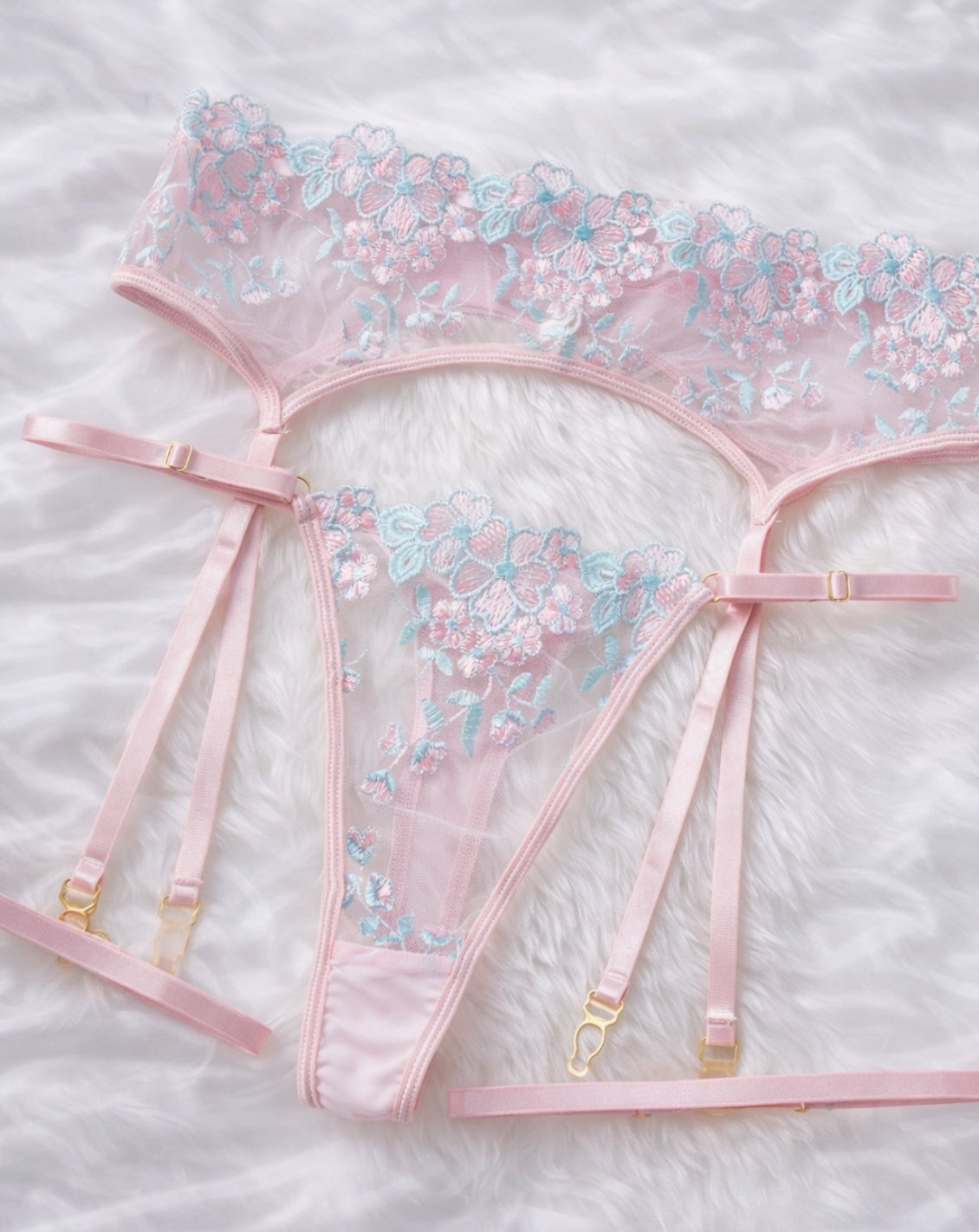 LIVC Lingerie set – Blauw met roze accenten en zachte uitstraling voor Dames