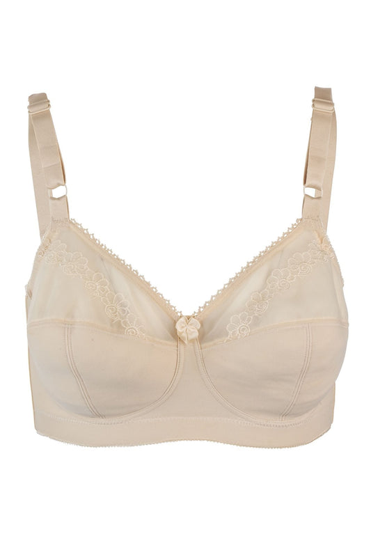 ZIRA – Soft Cup Beha met Borduurwerk - LivingCurves Soft Cup Bra 50G / Beige