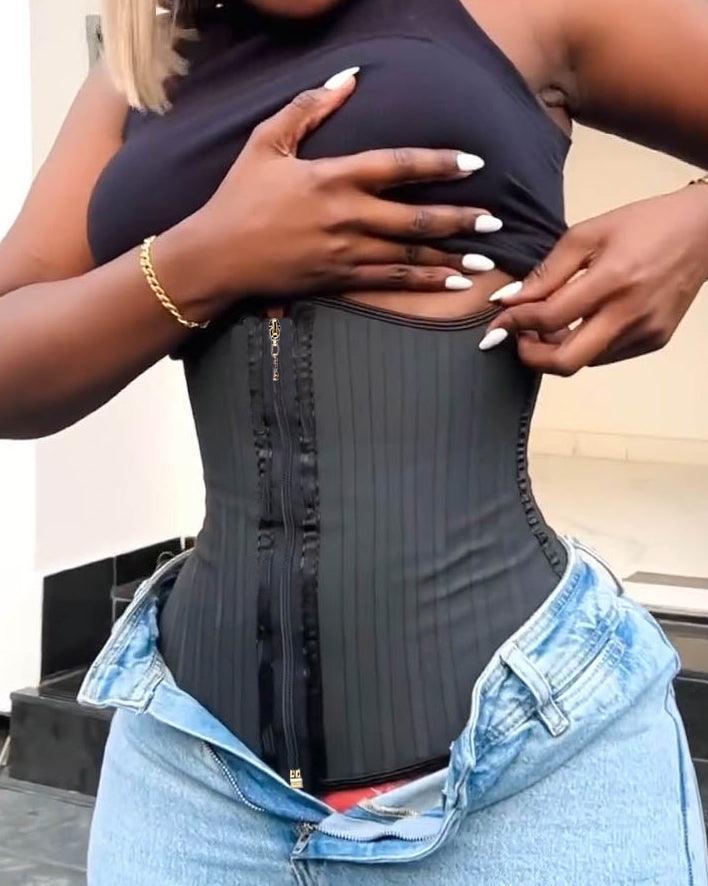 KOVAR – 29 Stalen Waist Trainer met Buste Support - LivingCurves Zwart / XS