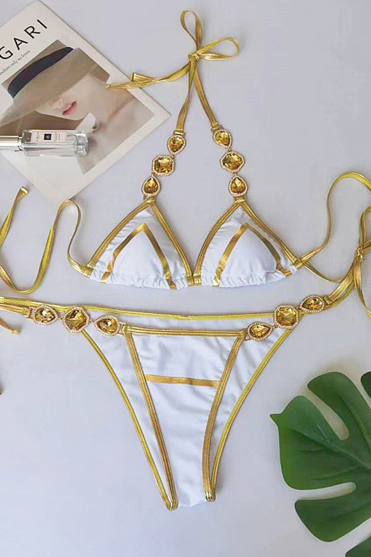 Witte Bikini Dames – Set met Gouden Details