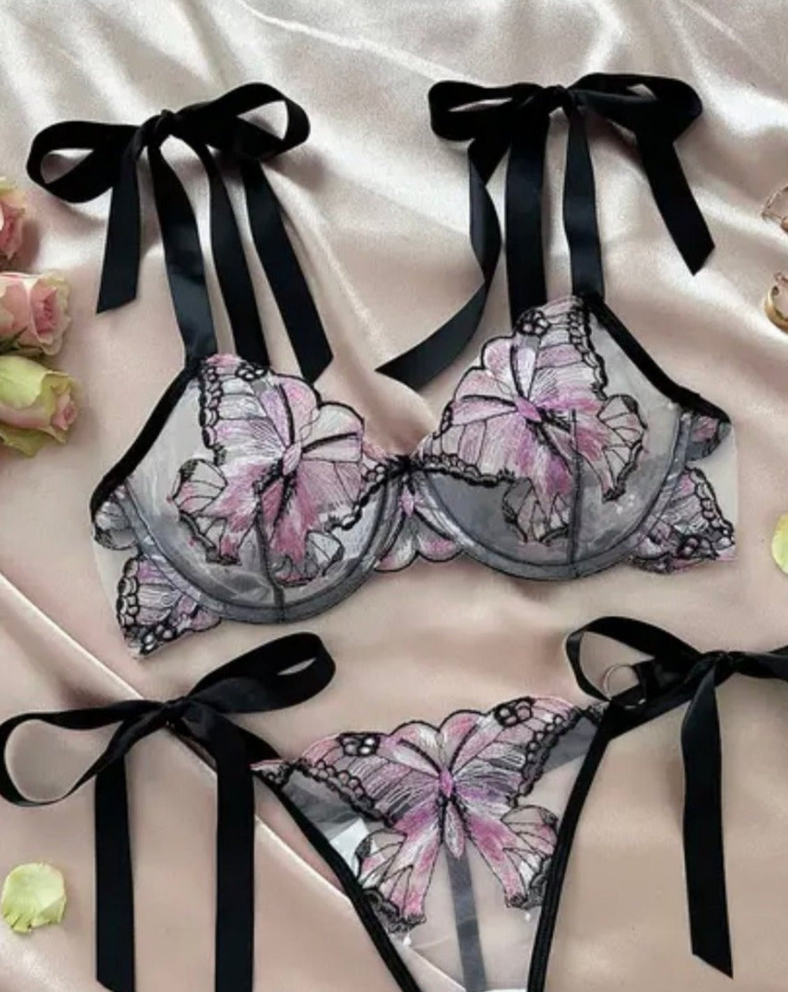 LIVC Lingerie set – Fijn vlinderborduurwerk met zachte uitstraling voor Dames