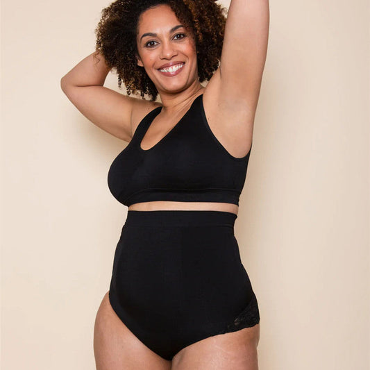 RAYA – Hoge Taille Kant Shapewear Short - LivingCurves Kaching Cart Upsell Toggle Zwart / 3XLto4XL