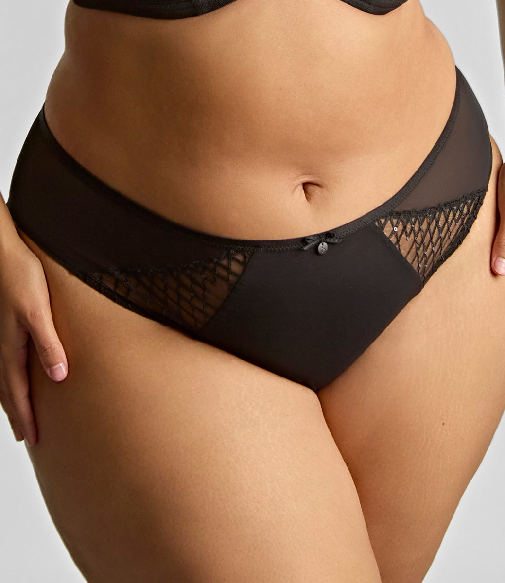 Panache Sculptresse Ella Black Sequin High Leg Panty 11204