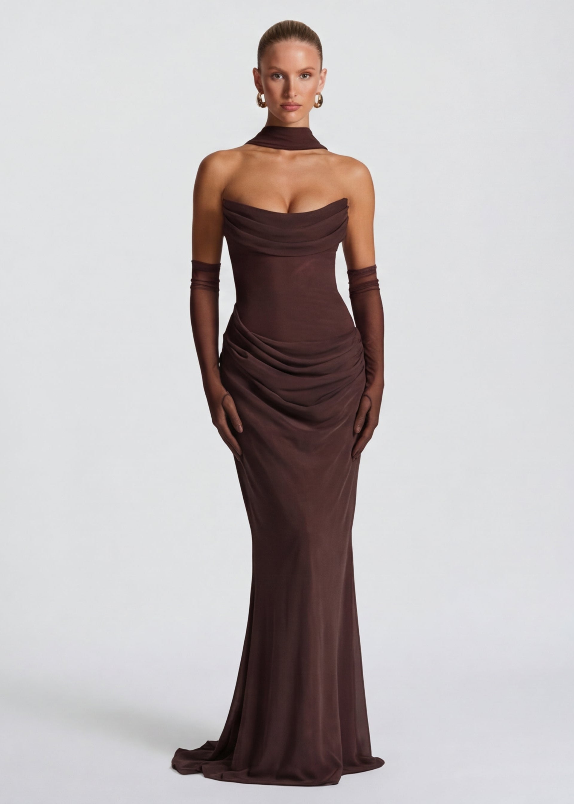 Strapless Maxi Jurk met Choker Hals