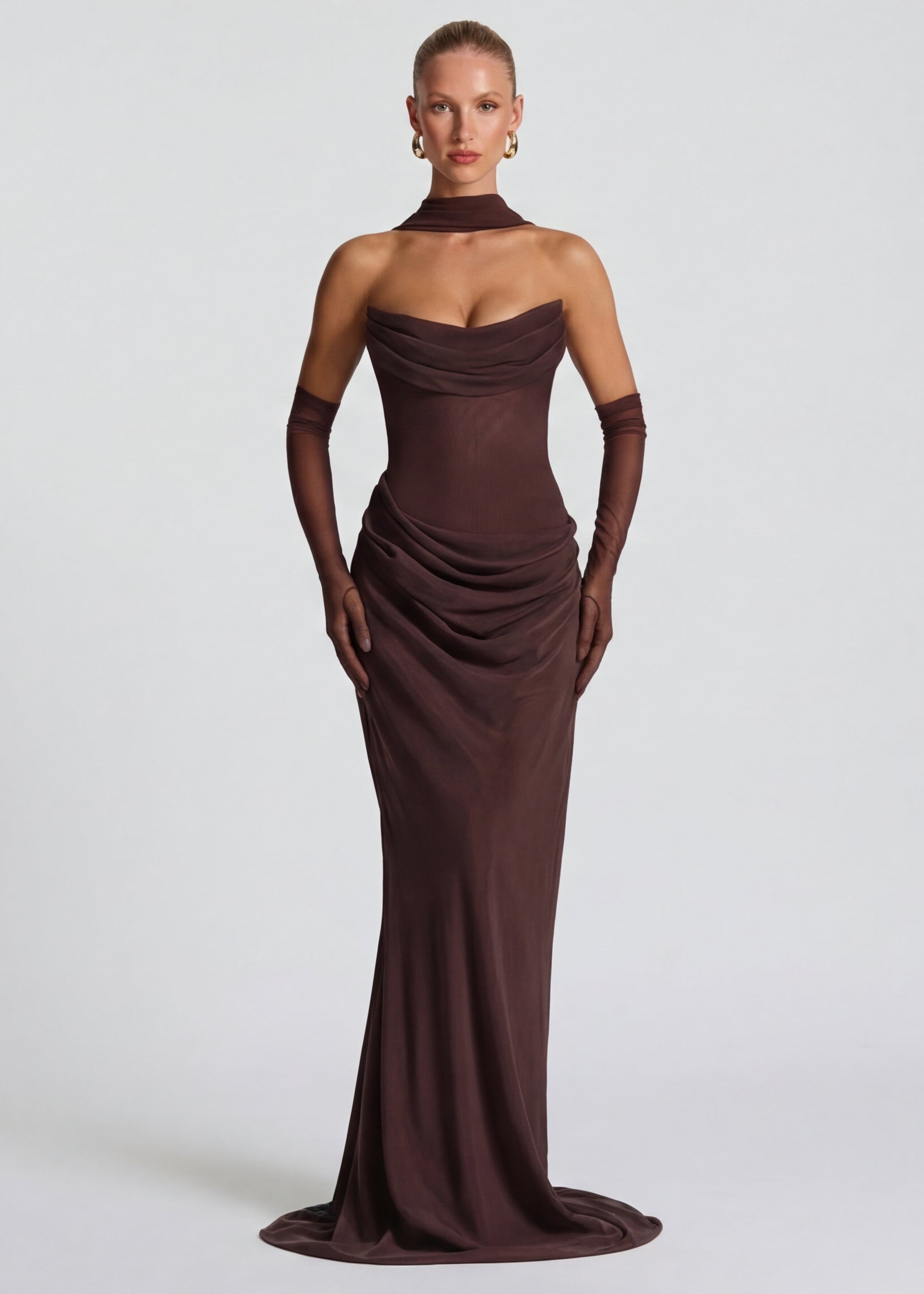 Strapless Maxi Jurk met Choker Hals