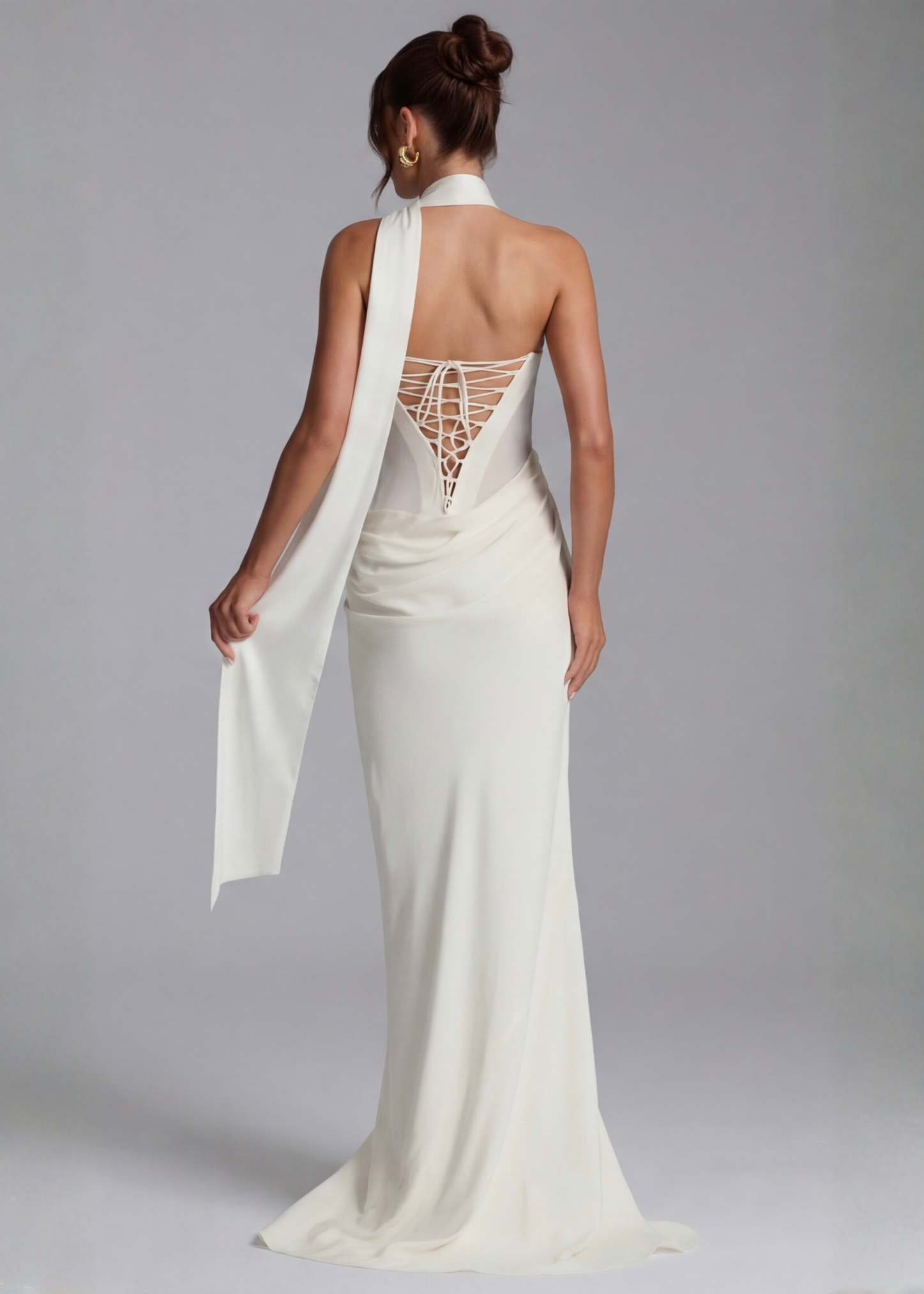 Strapless Maxi Jurk met Choker Hals
