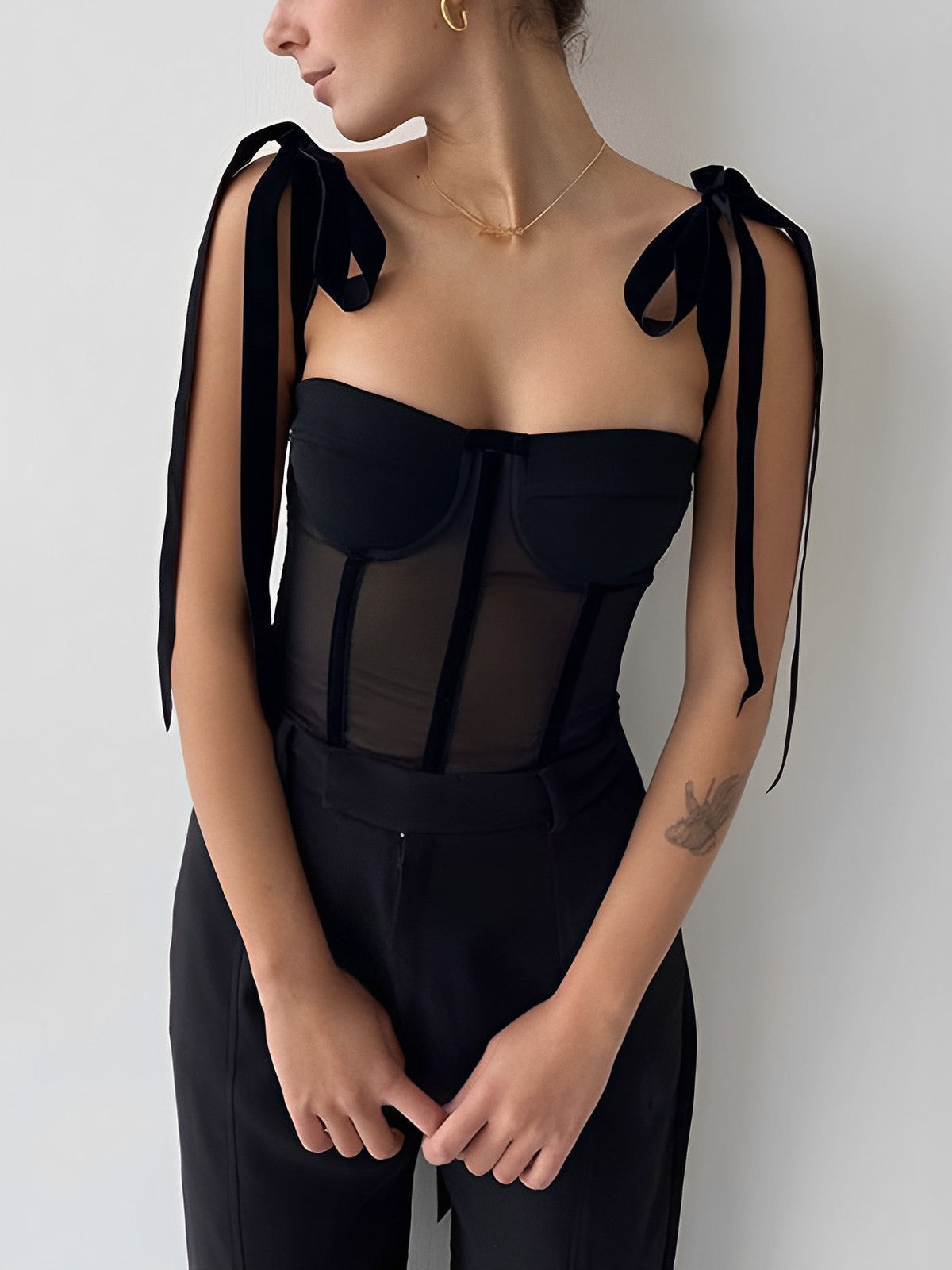 SIRENA – Mesh Korset met Strikbandjes