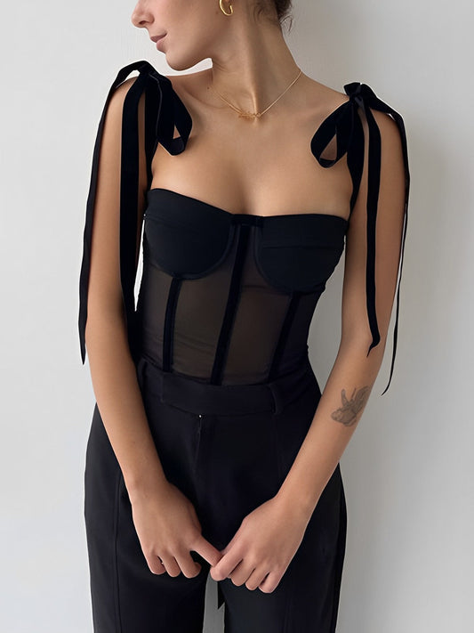 SIRENA – Mesh Korset met Strikbandjes