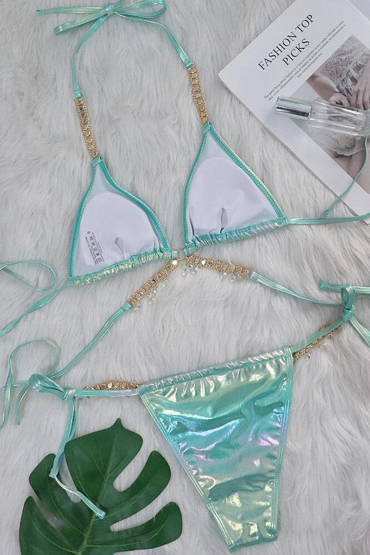 Groene Bikini Set Dames Holografisch met Zeester
