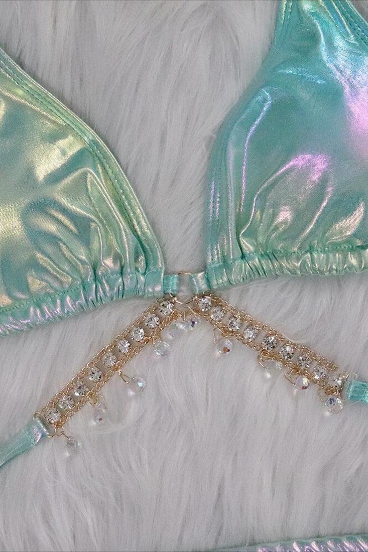 Groene Bikini Set Dames Holografisch met Zeester