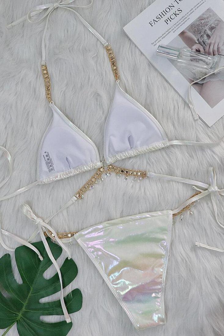 Witte Holografische Bikini Dames – Set met Zeester