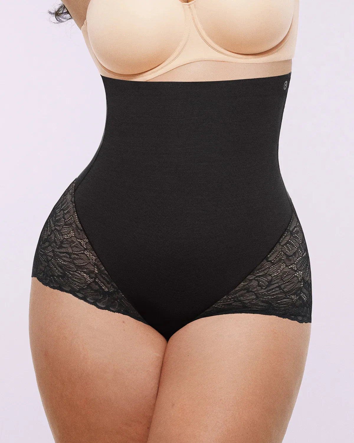 BARE ESSENTIALS – MeshSmooth High-Waist Lace Brief - LivingCurves shaper shorts Bruin / S