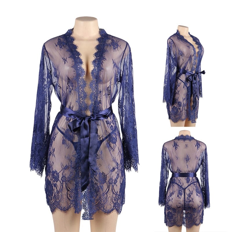 ÉLODIE 3 – Satijnen Kimono met kantdetail | Luxe Layering - LivingCurves After Dark premium sleepwear