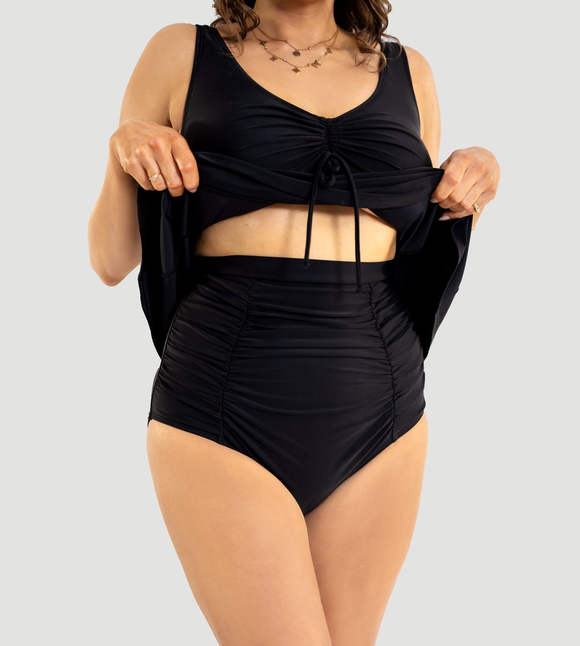 SOLENA – High-Waist Shaping Bikini Bottom - LivingCurves Swimwear Zwart / S