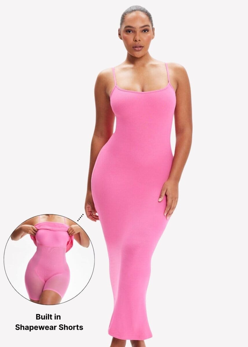 ELYNA – SecretSculpt Spaghetti Strap Midi Jurk