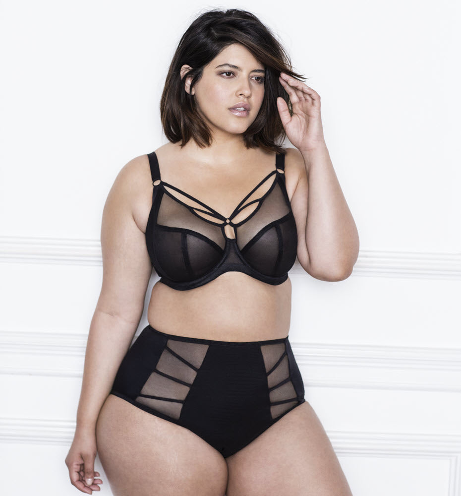 Elomi Sachi Black High Waist Brief Panty 4358