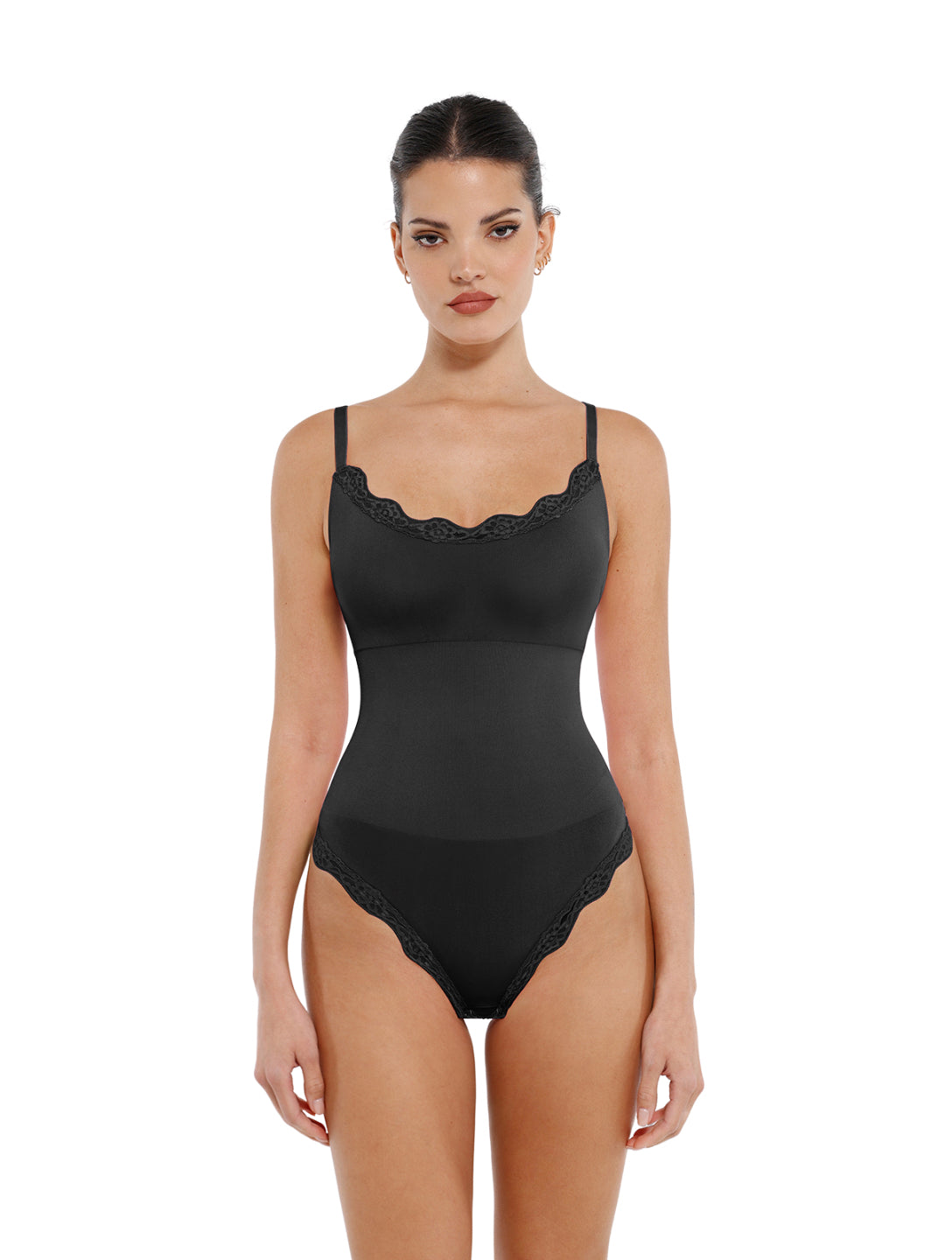 IVA – Naadloze Bodysuit met Kant & String - LivingCurves Zwart / XS/S