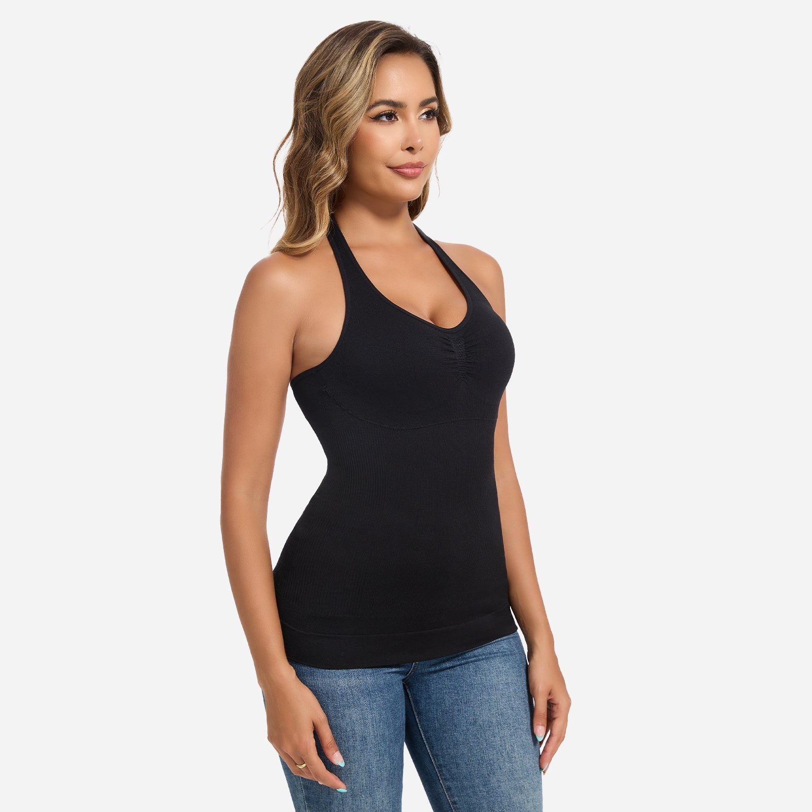 FYNRA – Naadloze Shapewear Halter Top - LivingCurves Zwart / S