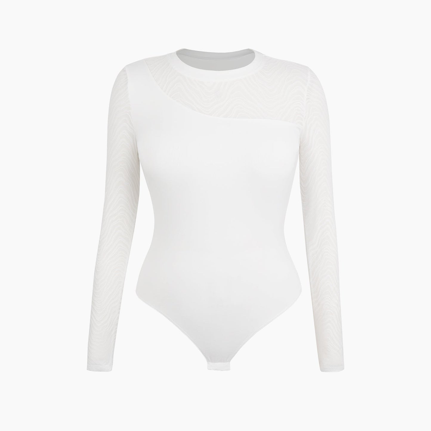 MYARA – Elegante Bodysuit met Lange Mouw - LivingCurves Wit / S