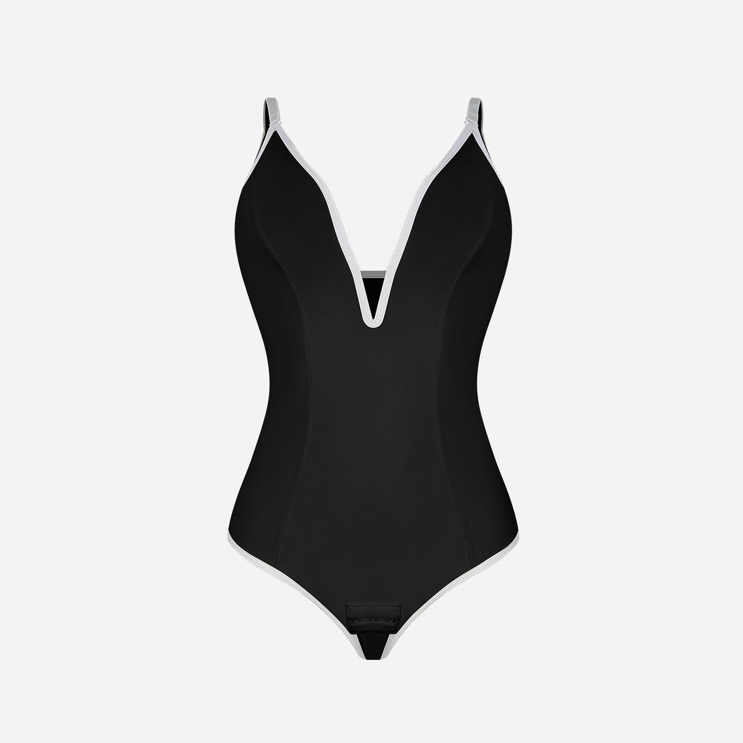 ESONA – Shapewear String Bodysuit met Diepe V en Rugloos Design - LivingCurves Zwart / S
